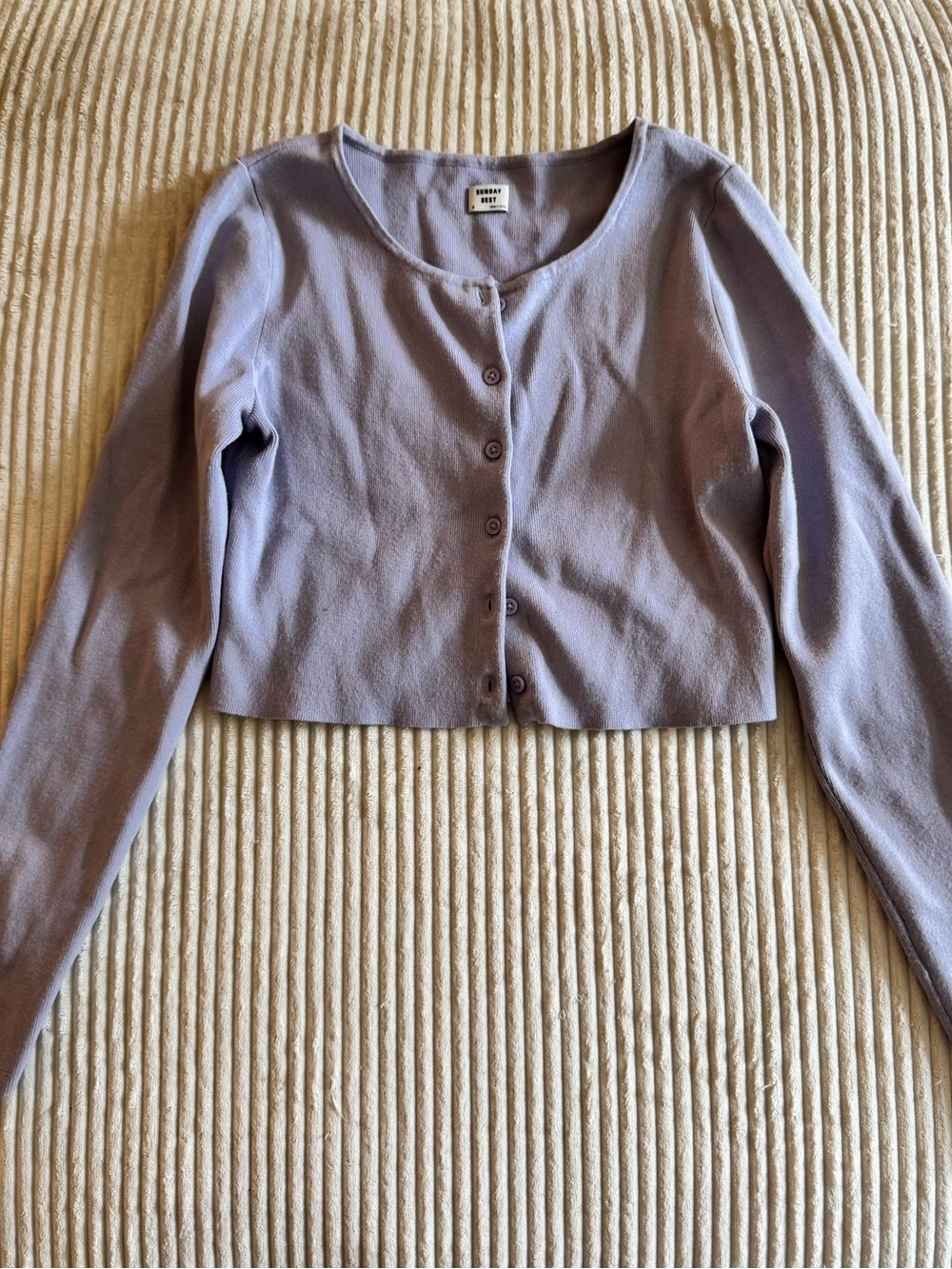 Aritzia Lavender Cropped Button Cardigan